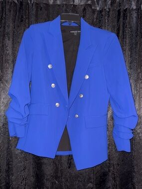 Generation Love Cobalt Blue Double-Breasted Blazer with Silver Buttons
